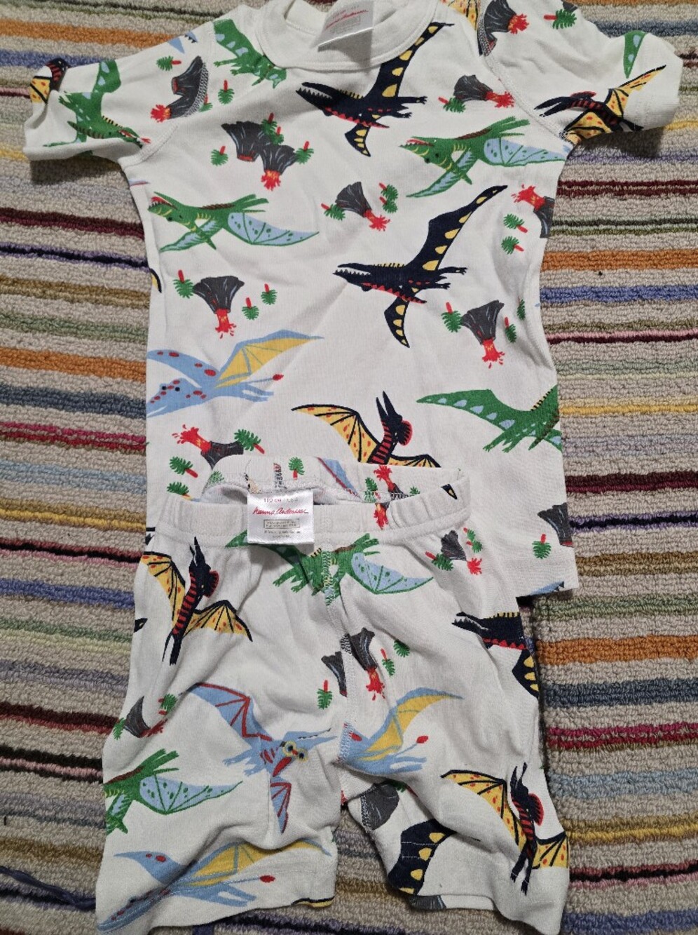 Hanna Andersson White Dinosaur & Pterodactyl Pajama Set Shorts